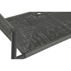2-seater aluminum and rattan bench in black and dark gray, 131 x 55 x 76 cm | Sea Side