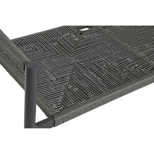 2-seater aluminum and rattan bench in black and dark gray, 131 x 55 x 76 cm | Sea Side