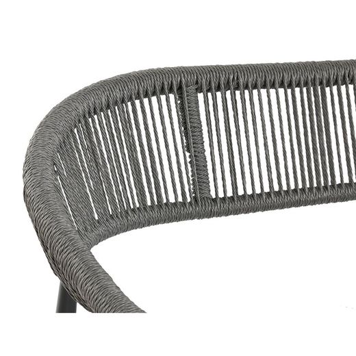 2-seater aluminum and rattan bench in black and dark gray, 131 x 55 x 76 cm | Sea Side