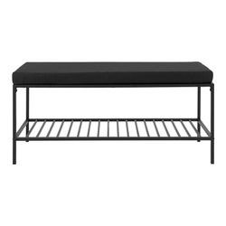 Bank van staal en stof in zwart, 100 x 36 x 48,5 cm | Leven
