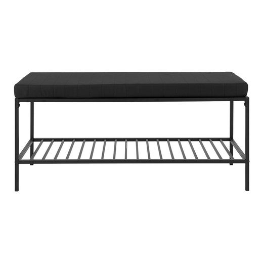 Bank van staal en stof in zwart, 100 x 36 x 48,5 cm | Leven