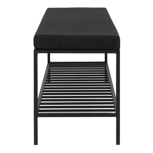 Bank van staal en stof in zwart, 100 x 36 x 48,5 cm | Leven