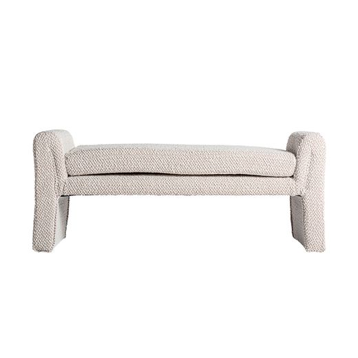 Banco de cama de algodón en blanco, 149 x 44 x 58 cm | Izegem