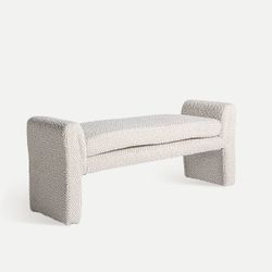 Banco de cama de algodón en blanco, 149 x 44 x 58 cm | Izegem