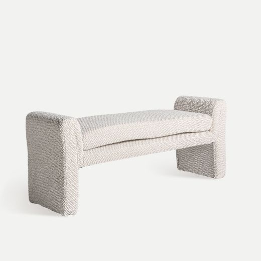Banco de cama de algodón en blanco, 149 x 44 x 58 cm | Izegem