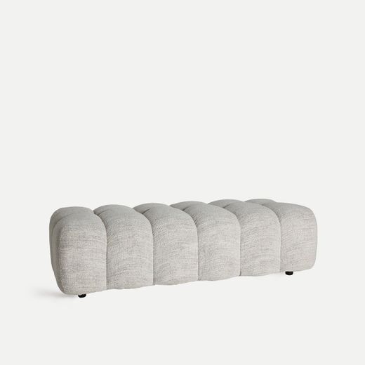 Banco de cama de tejido en beige, 159 x 67 x 46 cm | Sedrun