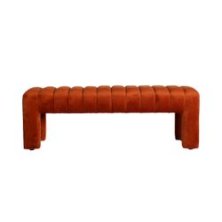 Banco de cama de terciopelo en ámbar, 127 x 43 x 43 cm | Halle