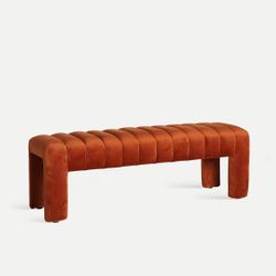 Banco de cama de terciopelo en ámbar, 127 x 43 x 43 cm | Halle