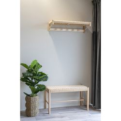 Banc en bois de peuplier naturel, 80 x 35 x 45 cm | Abano