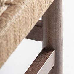 Banco de madera de haya y fibra natural en marrón, 120 x 45 x 45 cm | Flaeh