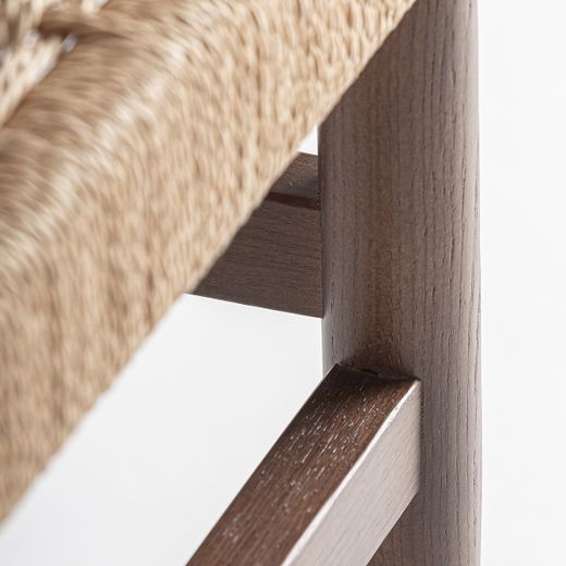 Banco de madera de haya y fibra natural en marrón, 120 x 45 x 45 cm | Flaeh