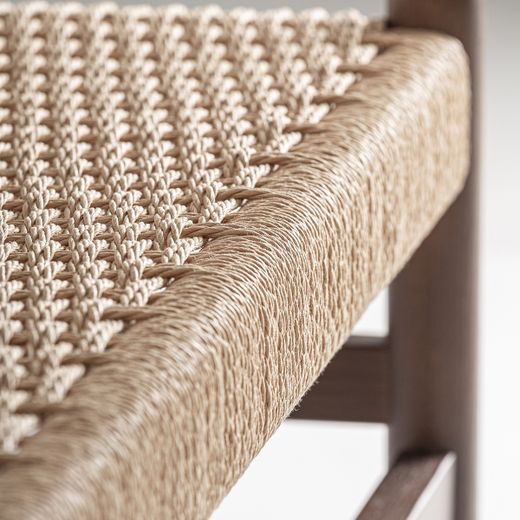 Banco de madera de haya y fibra natural en marrón, 120 x 45 x 45 cm | Flaeh