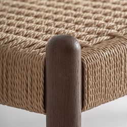 Banco de madera de haya y fibra natural en marrón, 120 x 45 x 45 cm | Flaeh