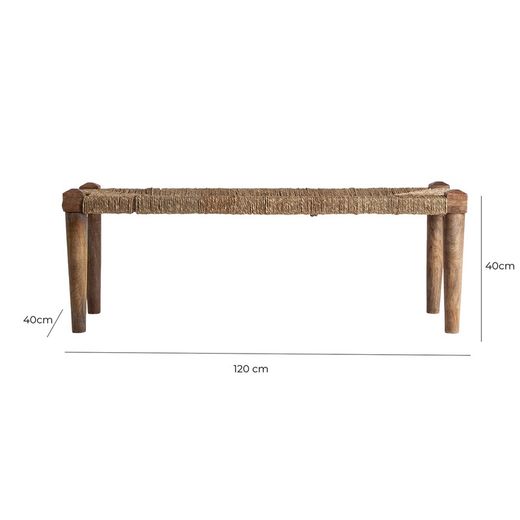 Banc en bois de manguier Tassarolo, 121x40x43cm