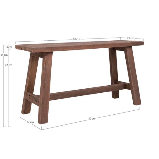 Natural teak wood bench, 90 x 25 x 45 cm | Barcelona