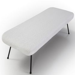 Banc en métal/tissu noir, 126x48x44 cm