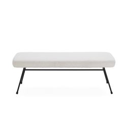 Banc en métal/tissu noir, 126x48x44 cm