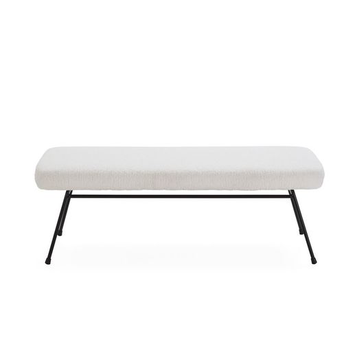 Banc en métal/tissu noir, 126x48x44 cm
