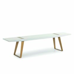 Banc en orme et fer blanc/or, 190 x 35 x 45 cm