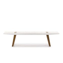 Banc en orme et fer blanc/or, 190 x 35 x 45 cm