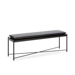 Banco de polipiel y metal negro, 132 x 33 x 48 cm