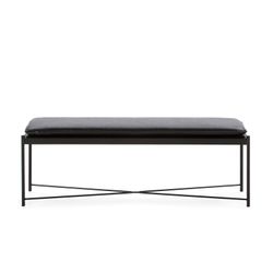 Banco de polipiel y metal negro, 132 x 33 x 48 cm