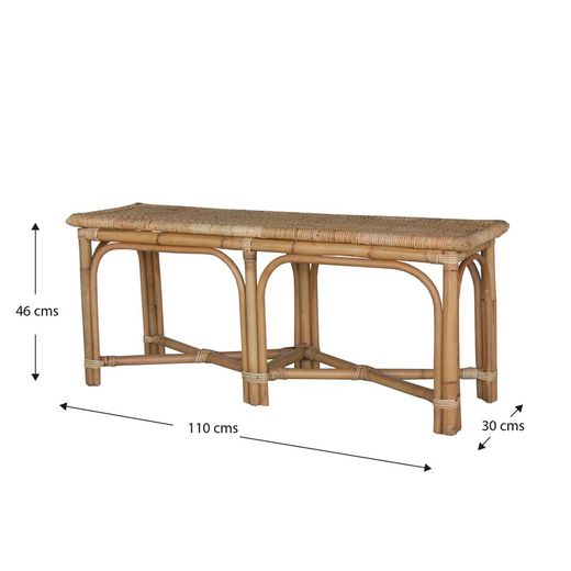 Banco de ratán en natural, 110 x 30 x 45 cm | Parma