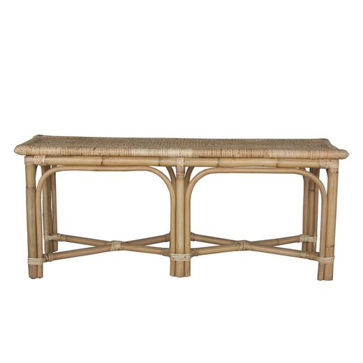 Banco de ratán en natural, 110 x 30 x 45 cm | Parma