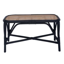 Rattan bench in black and natural, 78 x 37 x 43 cm | Parma