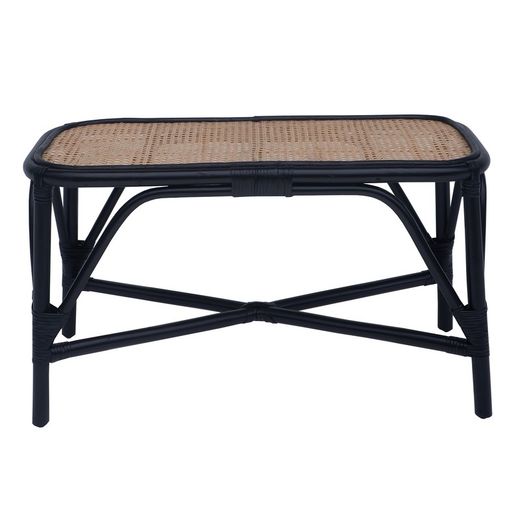 Rattan bench in black and natural, 78 x 37 x 43 cm | Parma