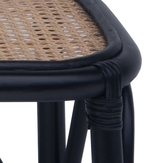 Rattan bench in black and natural, 78 x 37 x 43 cm | Parma