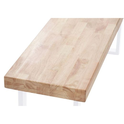 Eiken en metalen bank in licht naturel en wit, 120 x 34 x 47 cm | zolder