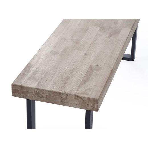 Eiken en metalen bank in naturel en zwart, 120 x 34 x 47 cm | zolder