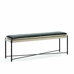 Sitzbank aus schwarzem/beigem Stoff und Eisen, 132 x 33 x 48 cm