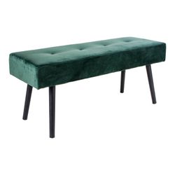 Banc en velours vert et noir, 100 x 35 x 44 cm | Skiby