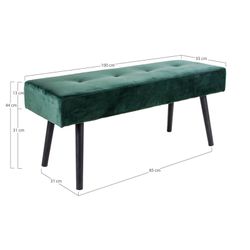Banc en velours vert et noir, 100 x 35 x 44 cm | Skiby