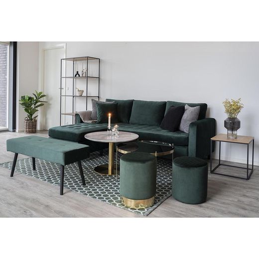 Banc en velours vert et noir, 100 x 35 x 44 cm | Skiby