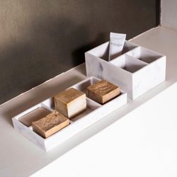 Plateau de salle de bain effet marbre blanc, 30,5 x 15 x 3,5 cm