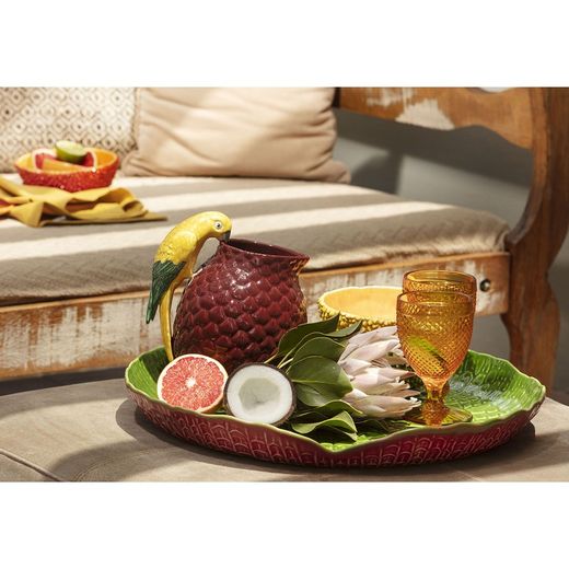 Taca fajansowa w kolorze zielonym i czerwonym, Ø 50 x 6 cm | Amazonka