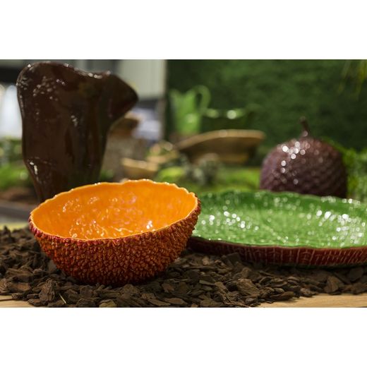 Taca fajansowa w kolorze zielonym i czerwonym, Ø 50 x 6 cm | Amazonka