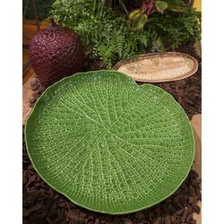 Taca fajansowa w kolorze zielonym i czerwonym, Ø 50 x 6 cm | Amazonka