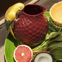 Taca fajansowa w kolorze zielonym i czerwonym, Ø 50 x 6 cm | Amazonka