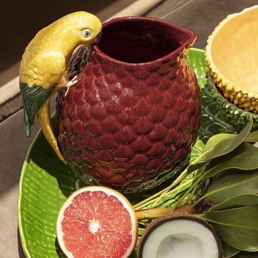 Taca fajansowa w kolorze zielonym i czerwonym, Ø 50 x 6 cm | Amazonka