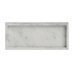 Plateau en marbre blanc et gris, 30 x 13 x 3 cm | marbre