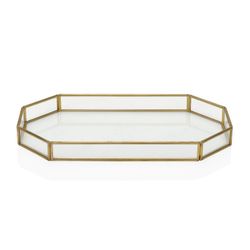 Gold and clear metal and glass tray, 27 x 15.5 x 2.5 cm | Gold