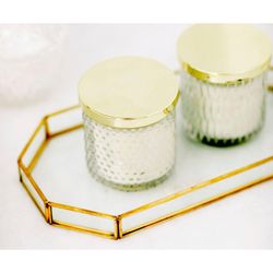 Gold and clear metal and glass tray, 27 x 15.5 x 2.5 cm | Gold