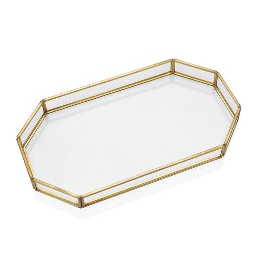 Gold and clear metal and glass tray, 27 x 15.5 x 2.5 cm | Gold