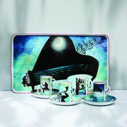 Vassoio in porcellana multicolore, 41,8 x 25,1 x 1,8 cm | Per Beethoven