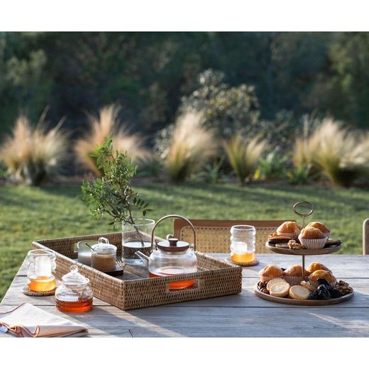 Plateau en rotin naturel, 56 x 36 x 7 cm | Rotin