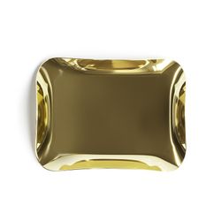 Decorative tray made of steel in gold, 30 x 23 x 4 cm | waves
